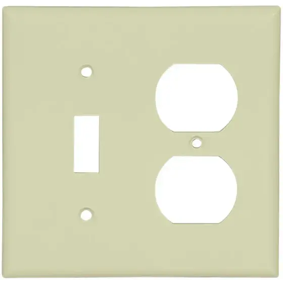 Eaton Wiring Devices 2138V-Box Combination Duplex Receptacle & Toggle Switch Wall Plate Ivory 1