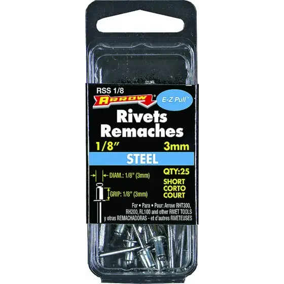 Arrow Rss 1/8 1/8 By 1/8 Inch Short Steel Rivet 1
