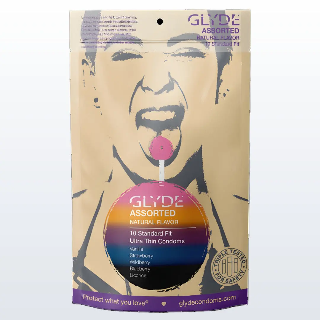 Glyde Natural Flavors Condoms With 5 Flavors (10-Pack) 1