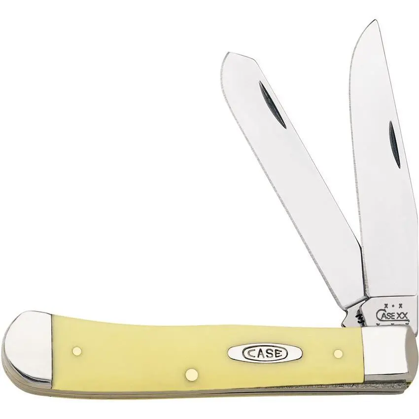Case 161 Trapper Folding Pocket Knife With Smooth Yellow Synthetic Handle 1