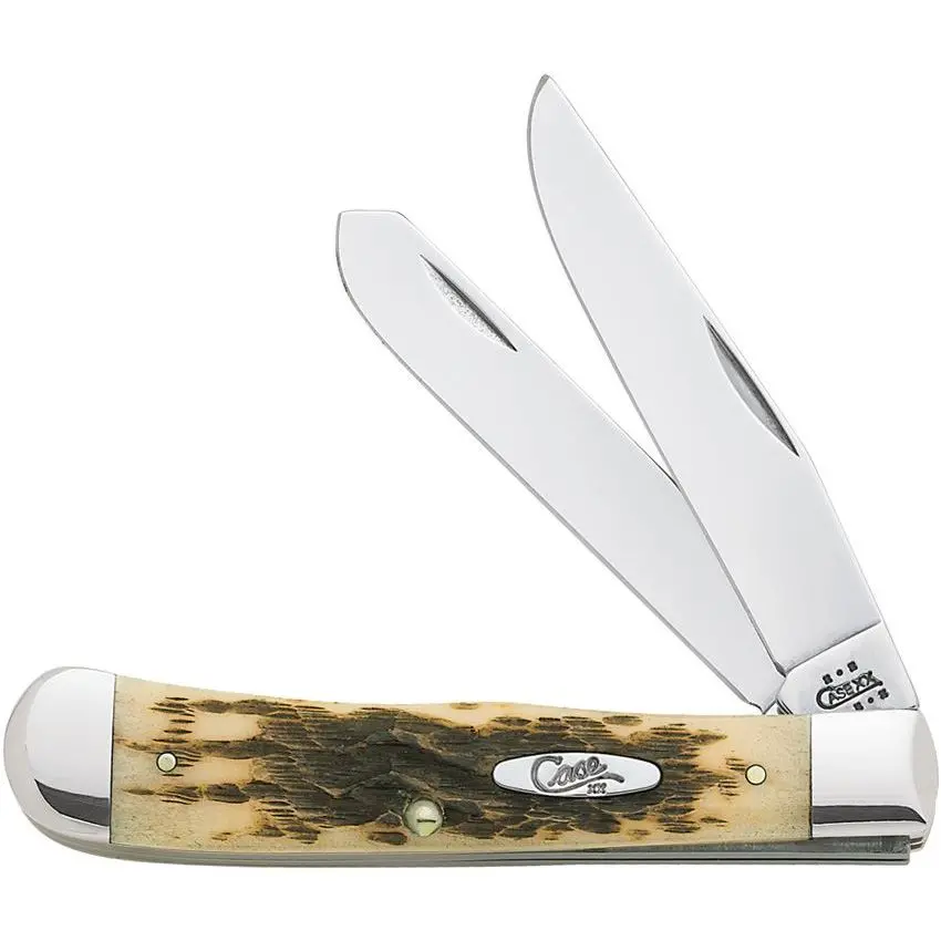 Case 163 Carbon Steel Trapper Knife With Amber Bone Handles 1