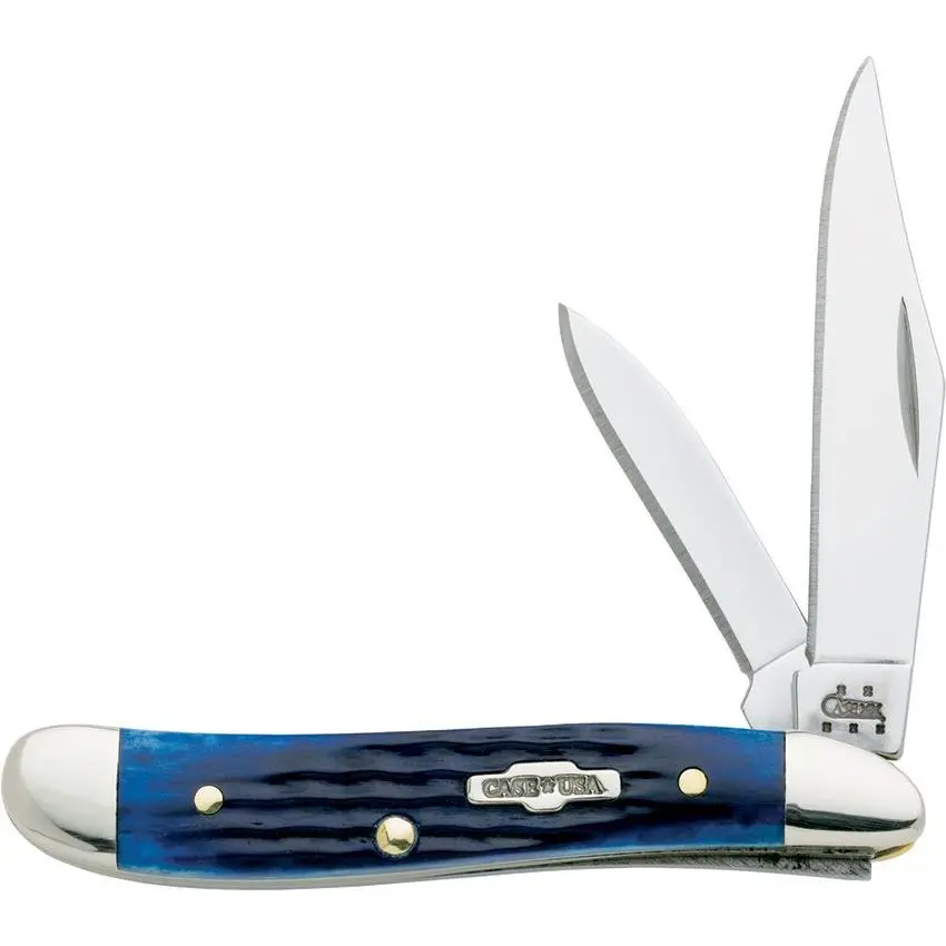 Case 2802 Peanut Folding Pocket Knife With Navy Blue Jigged Handle 1