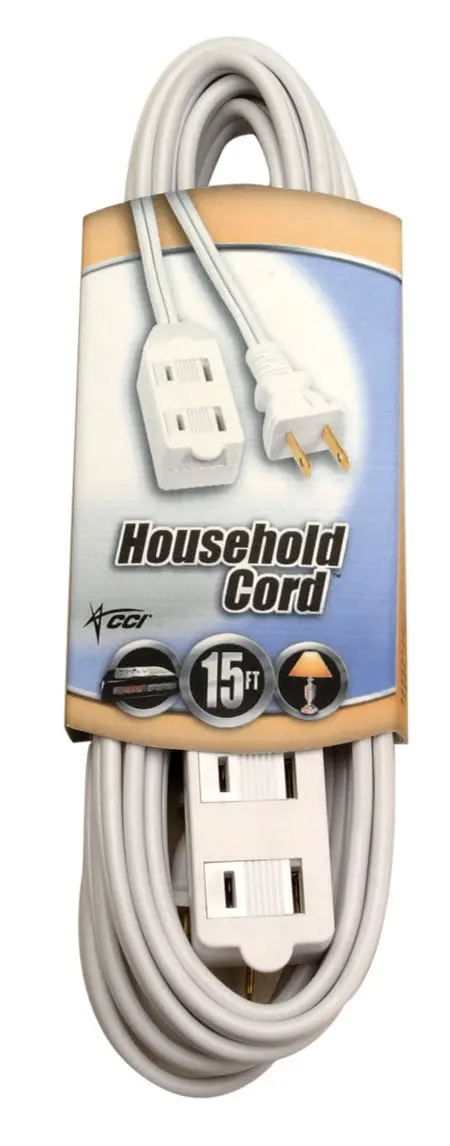 Wood's Extension Cord With Cube Tap, White, 15-Foot 1