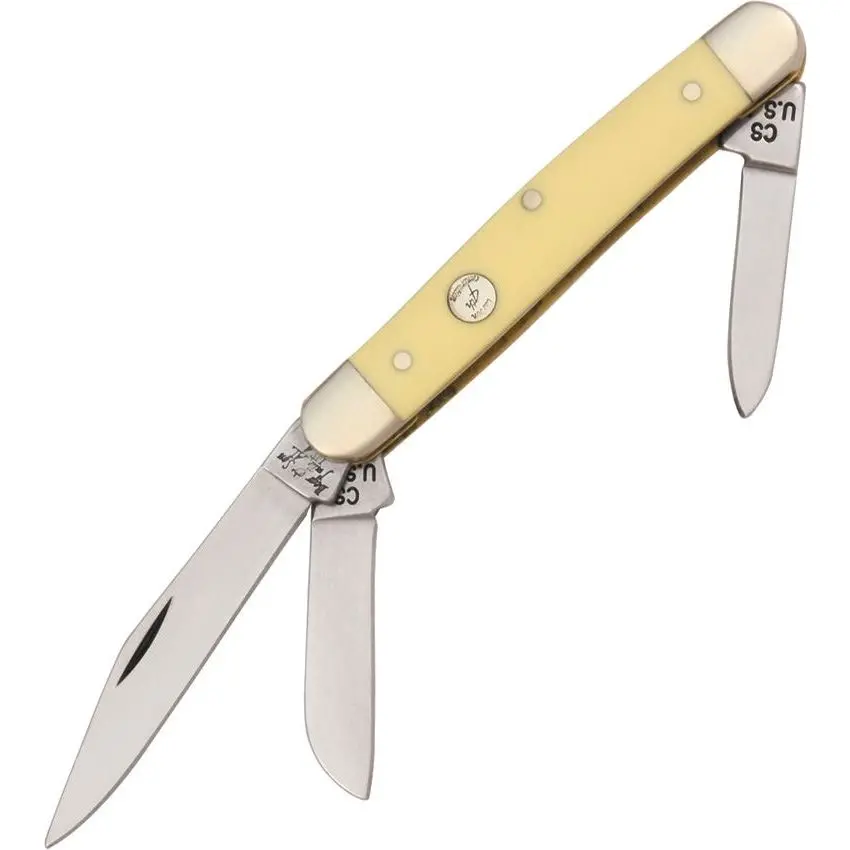 Bear & Son C318 Med Stockman Folding Pocket Knife With Yellow Delrin Handle 1