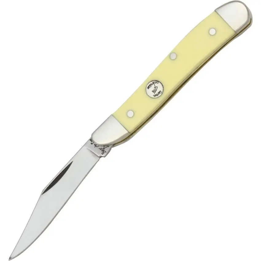 Bear & Son C319 Peanut Folding Pocket Knife With Yellow Delrin Handle 1