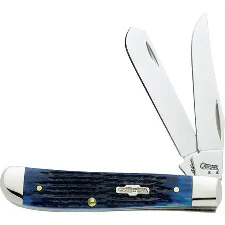 Case 2838 Mini Trapper Folding Pocket Knife With Navy Blue Bone Handle 1