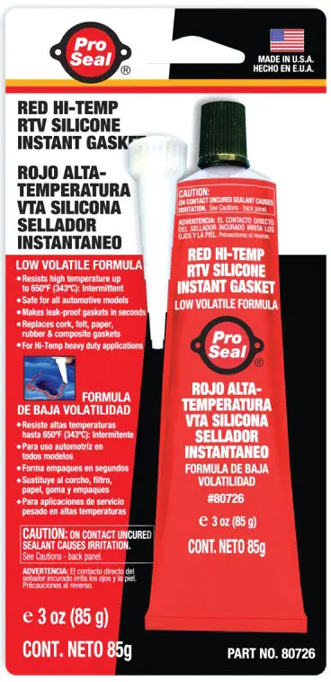 Pro-Seal Rtv Silicone Sealant, 3 Oz Tube, Red (80726) 1