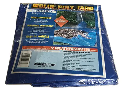 Light-Duty High Density Tarp, Polyethylene Tarp, Blue Tarp Top, 2 Ft Grommet Spacing 1