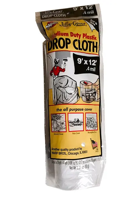 Warps Pc-72 Jiffy Cover Drop Cloth Plastic Medium Duty 9 Foot By 12 Foot 1
