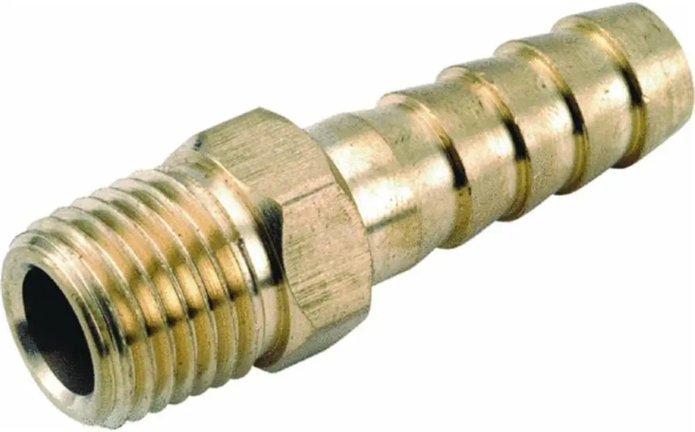 Anderson Metals 129 Series 757001-0606 Hose Adapter, 3/8 In, Barb, 3/8 In, Mpt, Brass 1