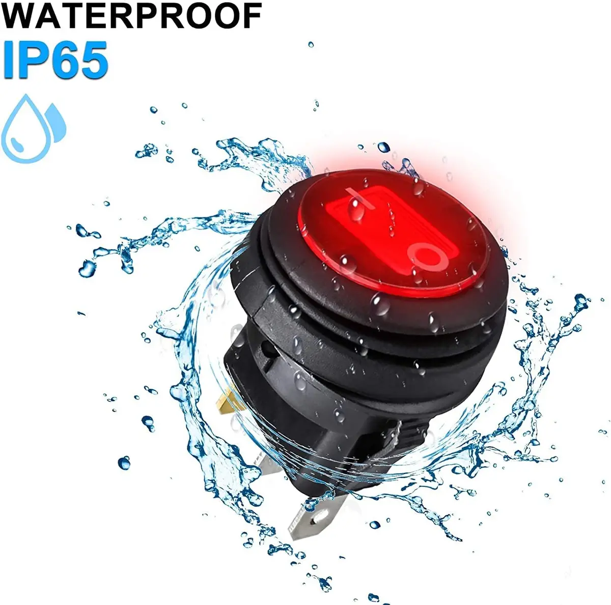 12V Car Truck Rv Rocker Round Toggle Switch Led On-Off Control,Waterproof On/Off Boat Marine Auto Rocker Switch Spst 3 Pins For 20Mm Mounting Hole (Red) 1
