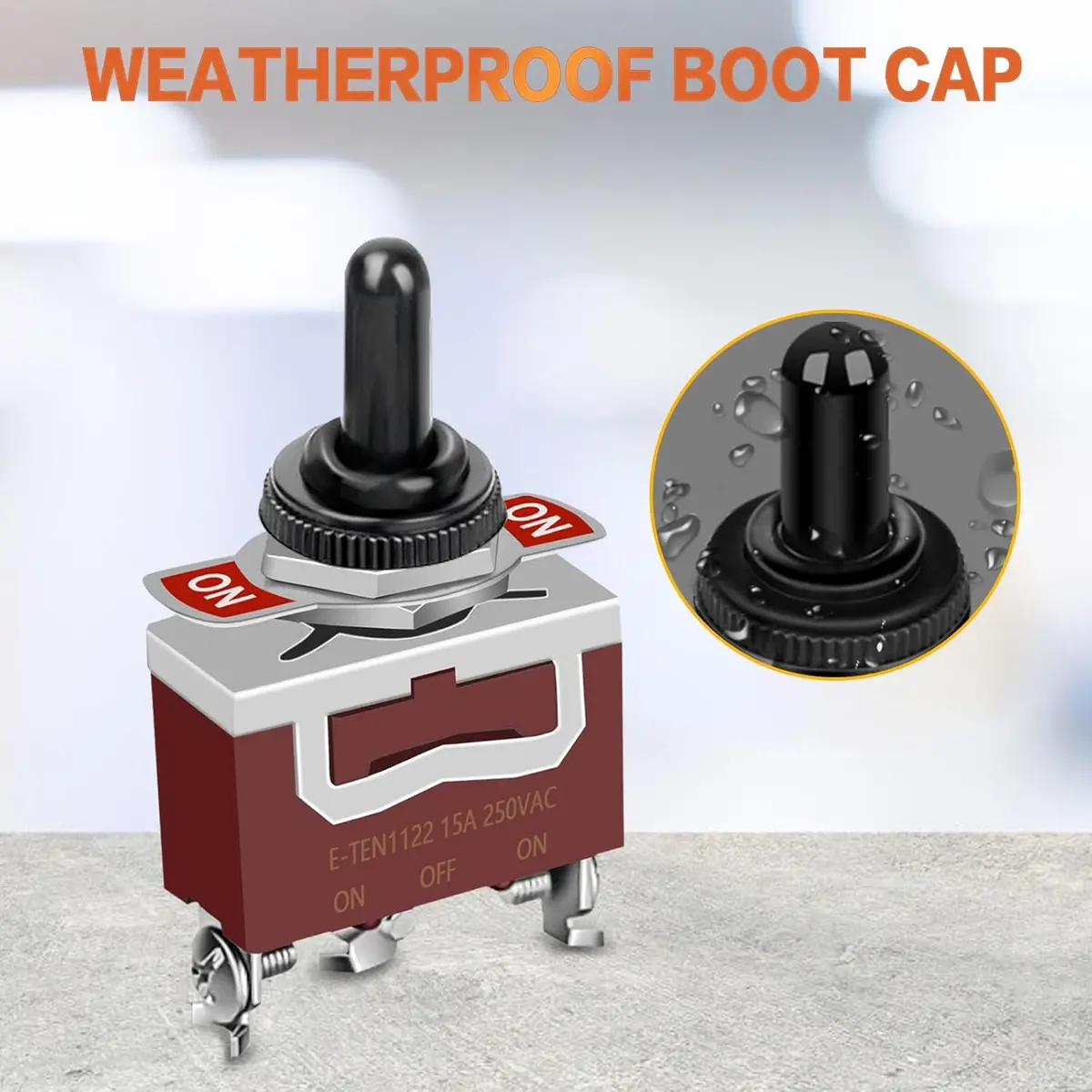 Toggle Switch, 3 Pin 12V Dc 30A/250V Ac 15A, Heavy Duty Spdt On Off On Switch, Marine Waterproof Toggle Switch With Boot Cap Cover, For Cars Trucks, Racing Cars, Boats 1