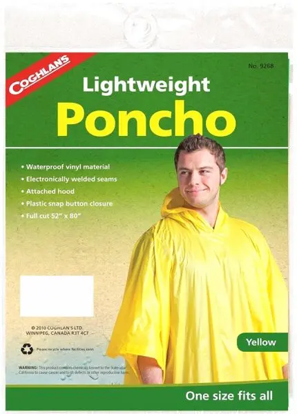 Yellow Lightweight Poncho                                                                      Full Cut 52‰۝ X 80‰۝ (132 Cm X 203 Cm) 1