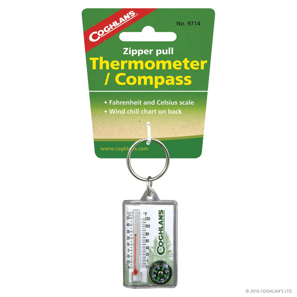 Zipper Pull Thermometer  W/Compass 1