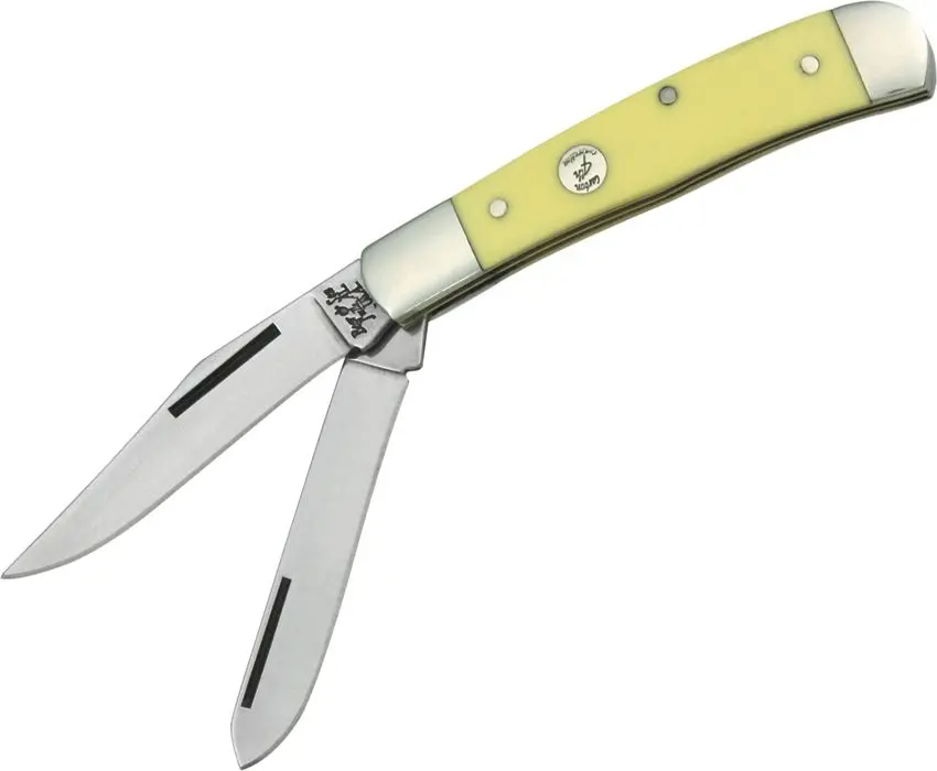 Bear & Son C35412 Small Trapper Folding Pocket Knife With Smooth Yellow Delrin Handle 1