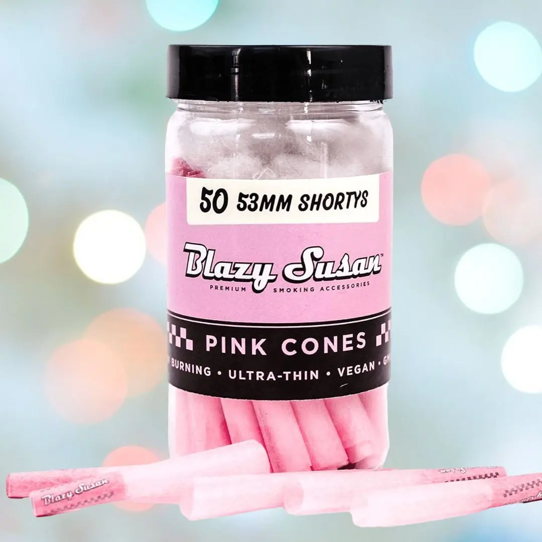 Blazy Susan Pink Vegan Cones 53Mm - Shortys (50 Pre-Rolled Cones) 1