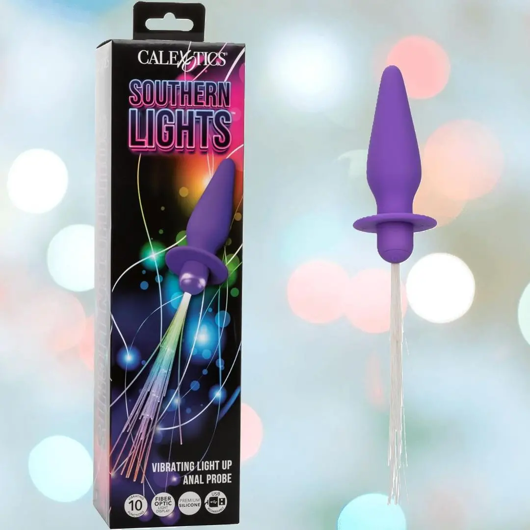 Calexotics Southern Lights Vibrating Light Up Butt Plug Anal Vibrator Probe - Purple 1