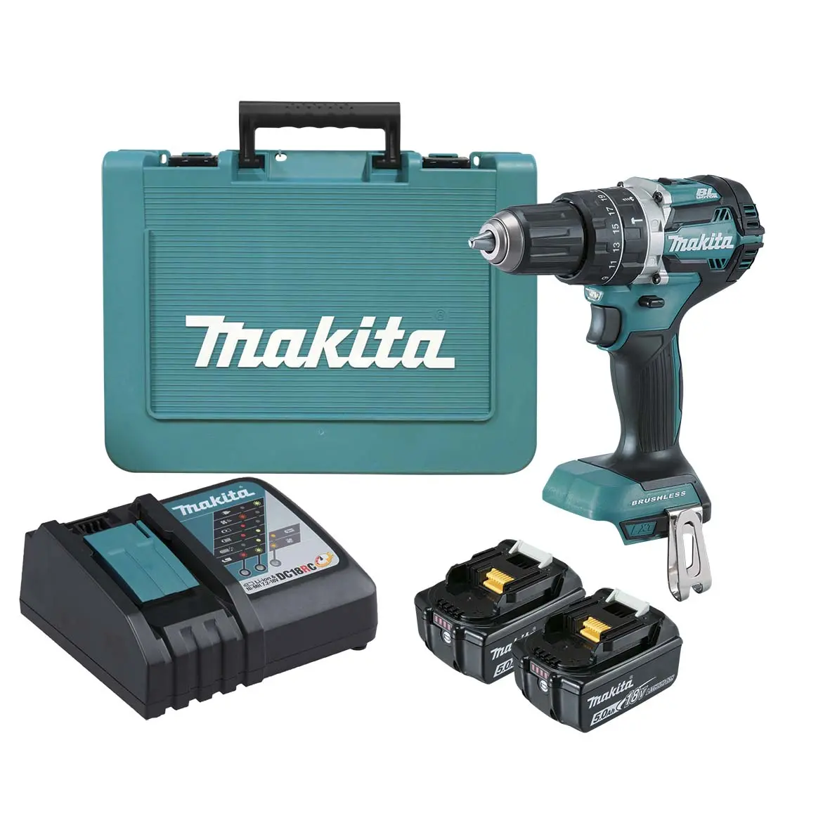 Makita Brushless Heavy Duty Compact Hammer Driver Drill 18V Dhp484rte 1