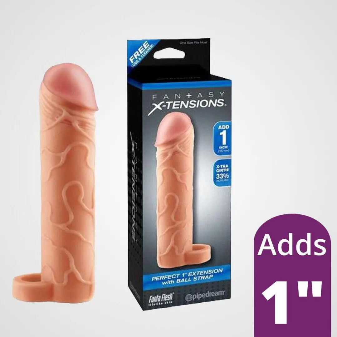 Fantasy Extension 1" Penis Extender With Ball Strap 1