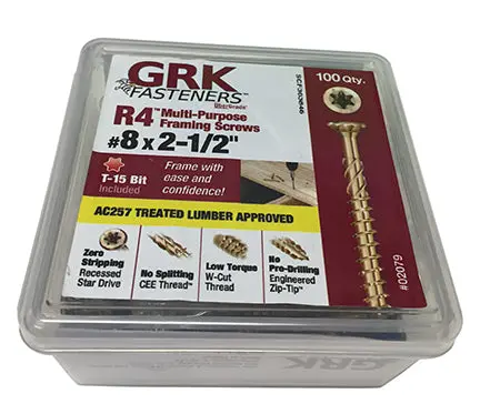 Itw Grk Fasteners R4 Multi Purpose Framing & Decking Screws #8 Coated 100 Pack 1