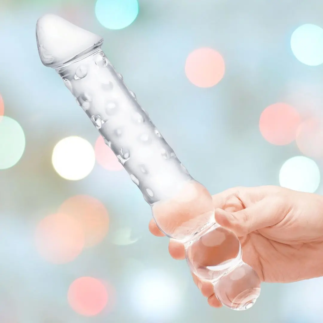 Gläs 12" Double Ended Glass Dildo With Anal Beads 1