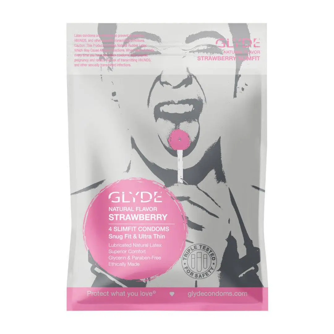Glyde Slimfit Strawberry Flavored Condoms 🍓 1