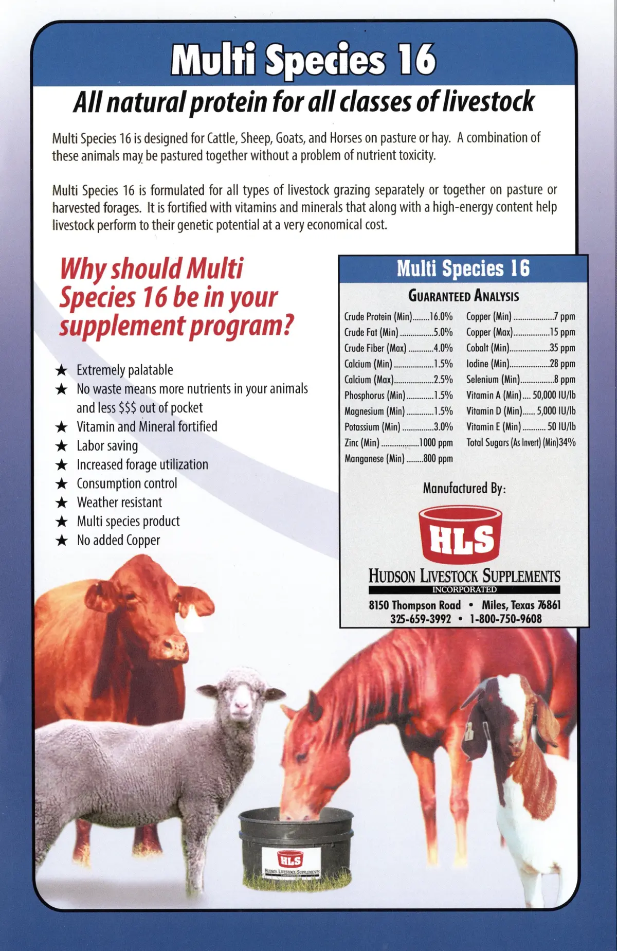 Multi-Species 16% All Natural Tub 125# - Hls 1