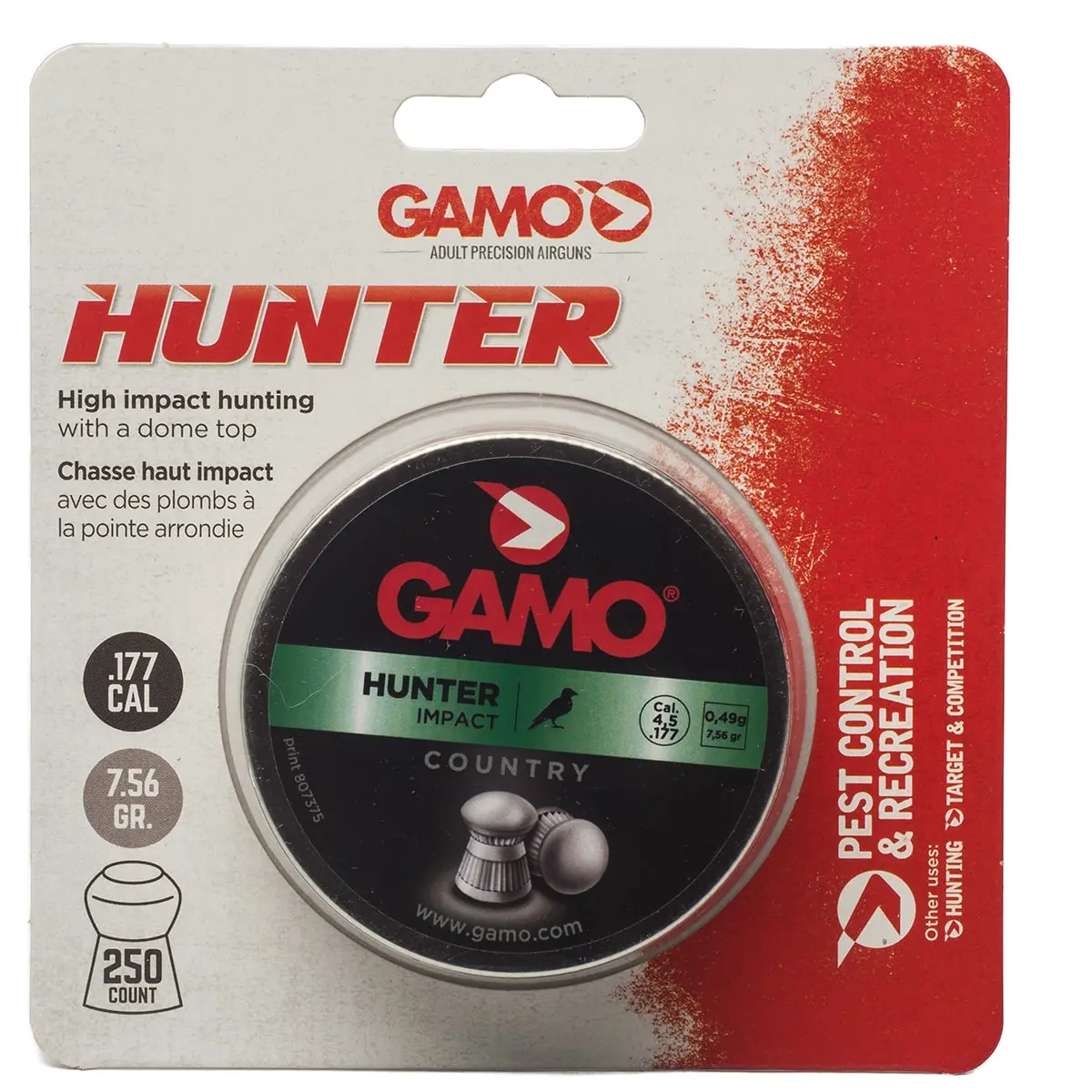 Ammo Pellets .177 250 Pk Gamo Hunter 1