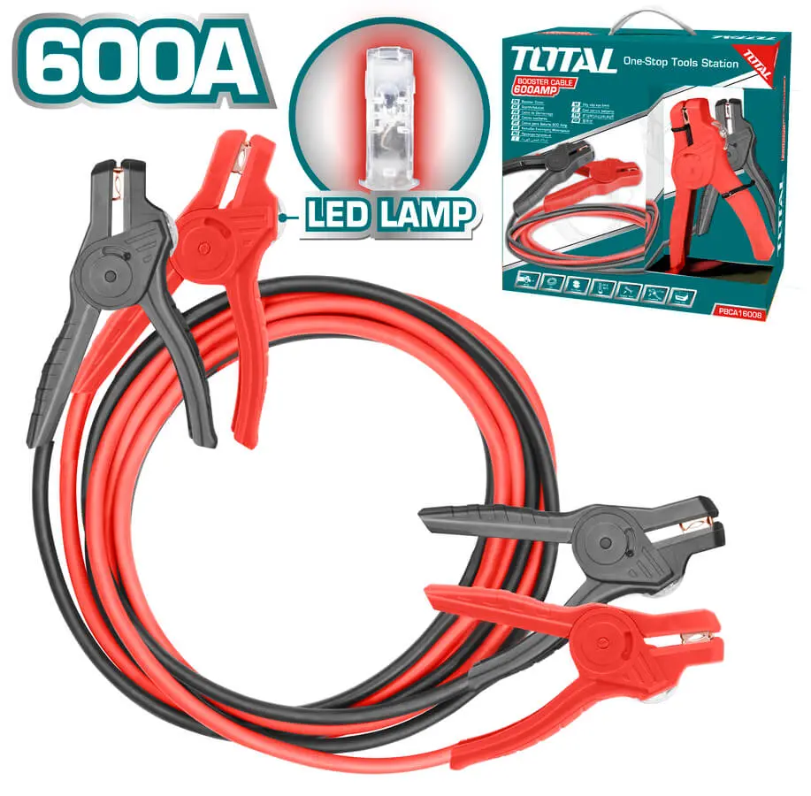 Total Booster Cable With Lamp 600Amp Pbca16008l 1