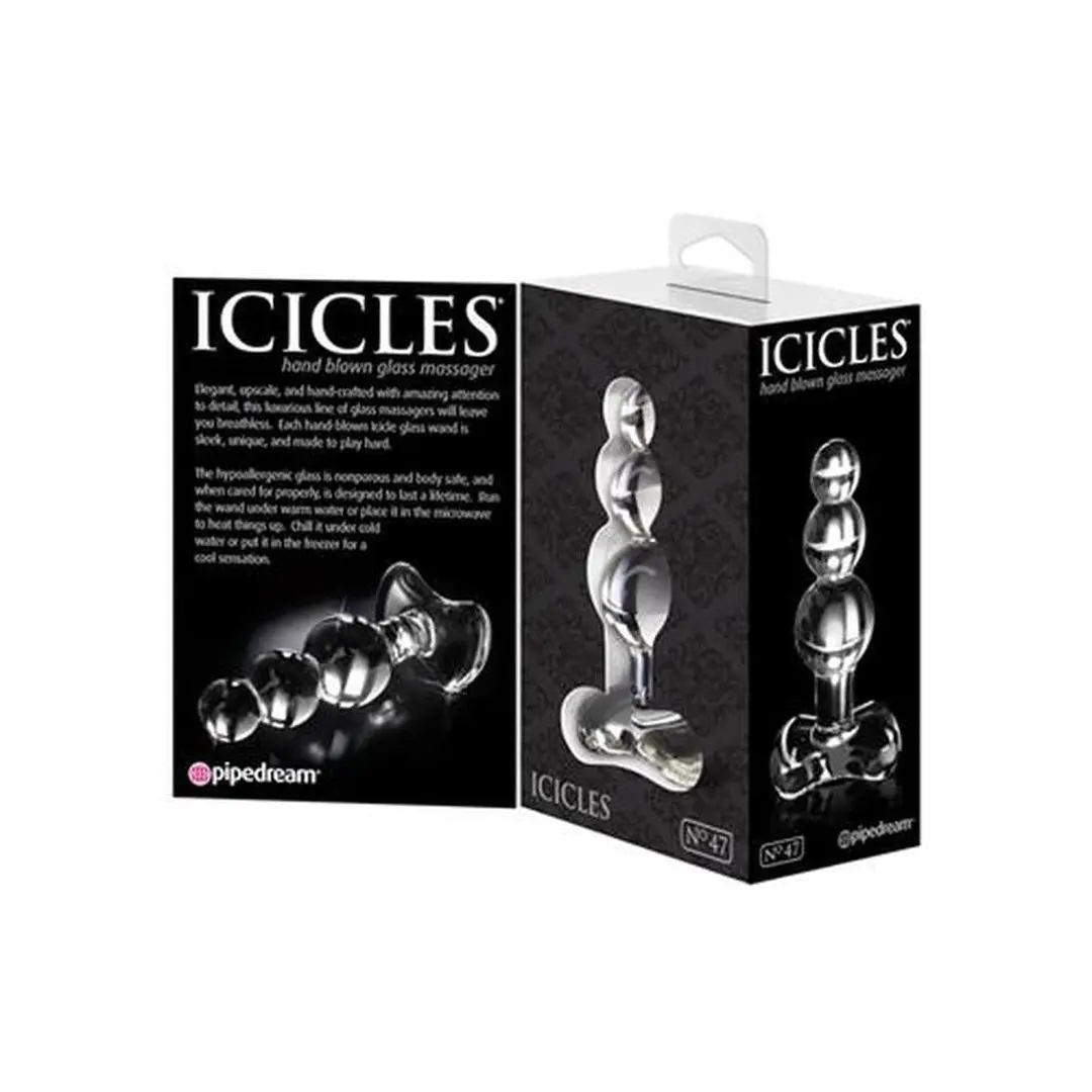 Pipedream "Icicles No 47" Clear Beaded Glass Butt Plug 1
