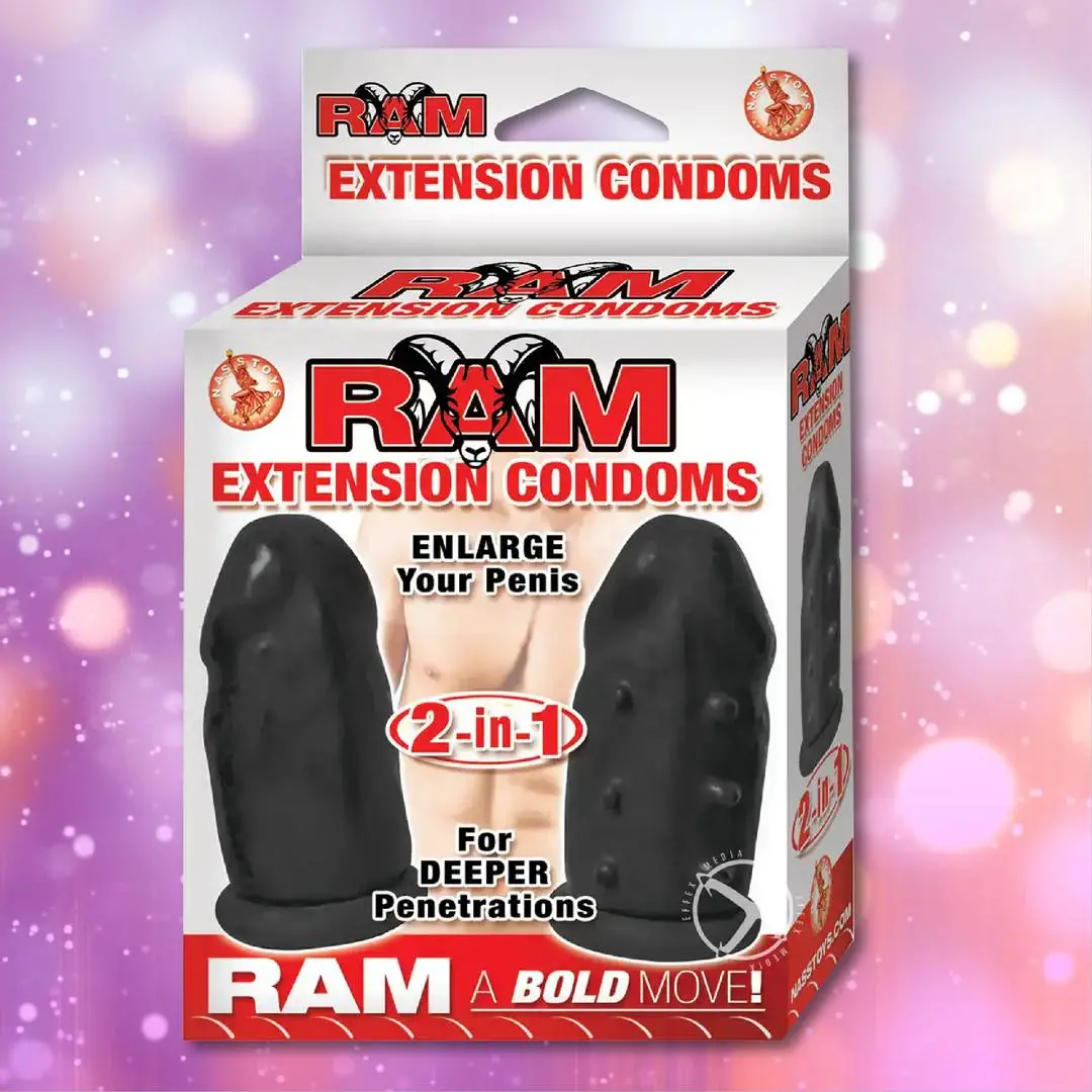 Ram Extension Condoms - Penis Enhancer Sleeve - Black 1