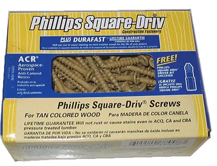 Screw Phil Sq 9X3" P55040-Tan 1