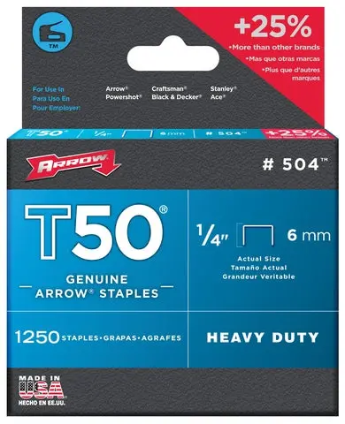 Staples 1/4" T50 1250 Box #504 1