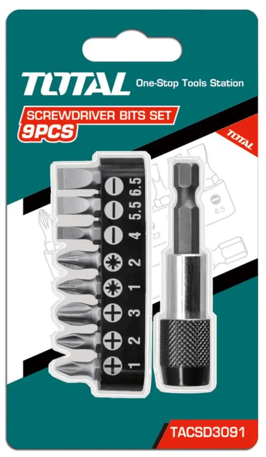 Total 9 Pcs Screwdriver Bits Set Tacsd3091 1