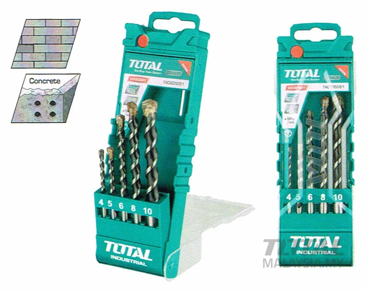 Total 5Pcs Masonry Drill Bits Set Tacsd5051 1