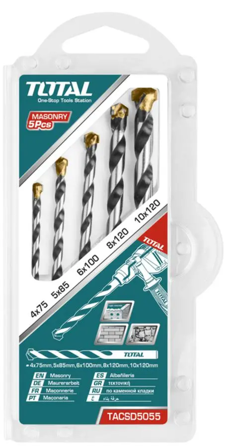 Total 5Pcs Masonry Drill Bits Set Tacsd5055 1
