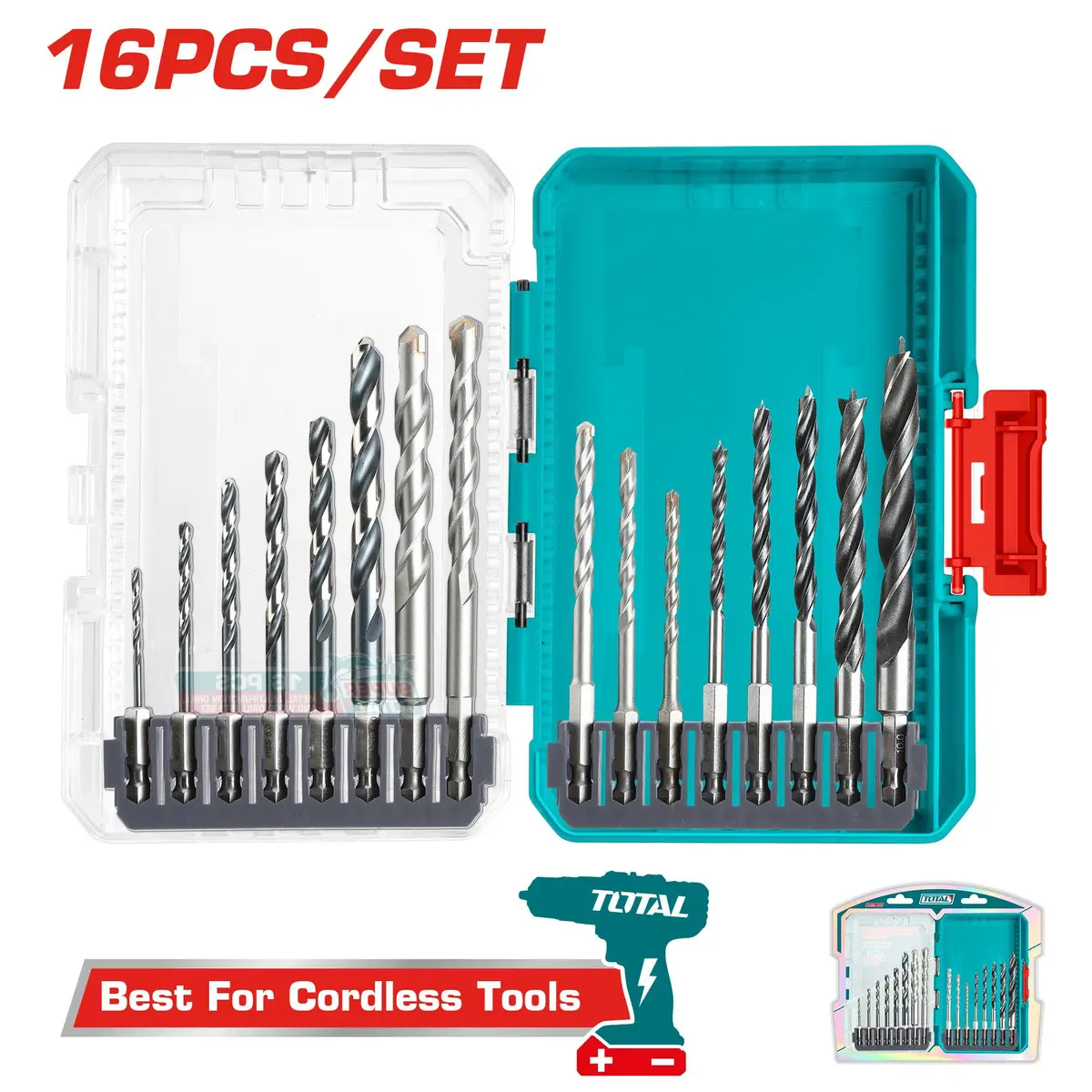 Total 16 Pcs Metal, Multifunction Drill, And Wood Drill Bits Set Tacsdl11606 1