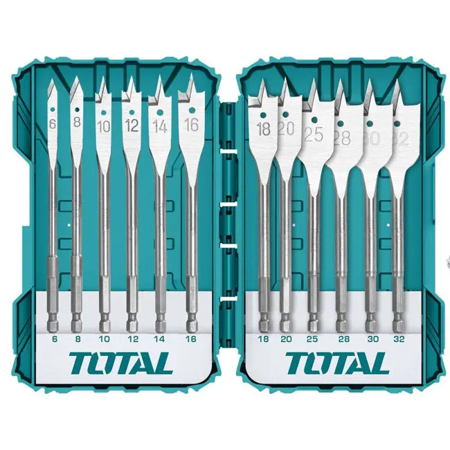 Total 12 Pcs Flat Wood Drill Bits Set Tacsdl1206 1