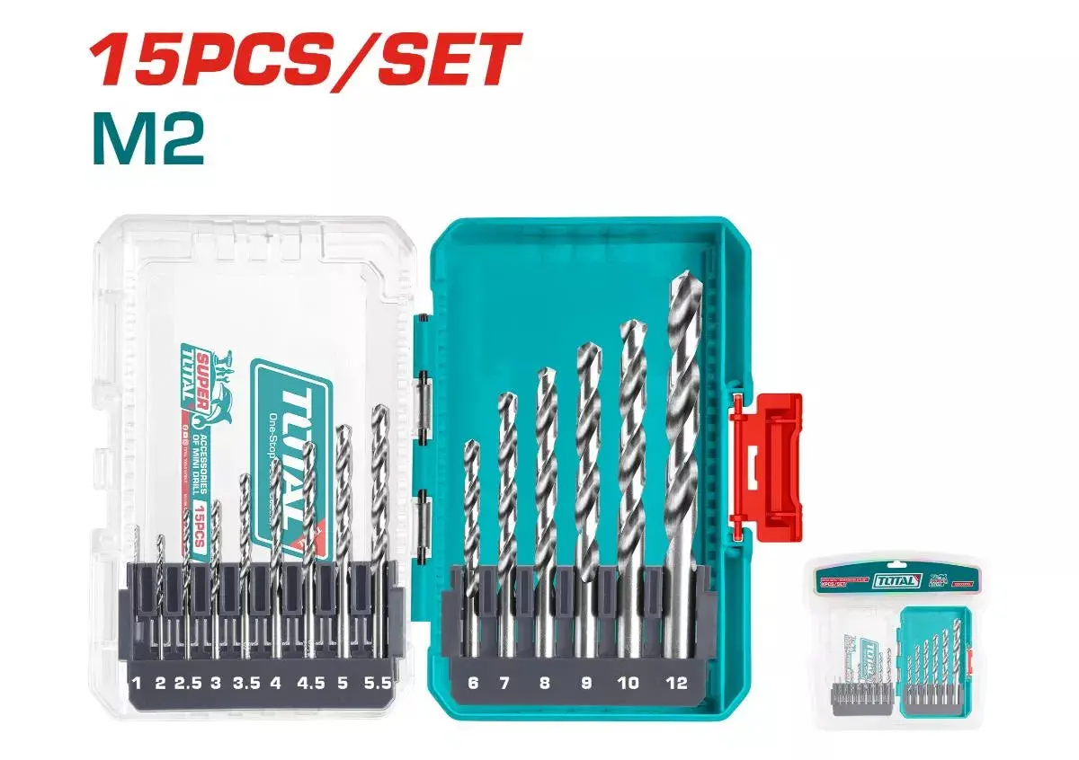 Total 15 Pcs M2 Hss Drill Bits Set Tacsdl51508 1