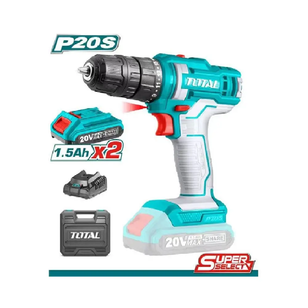 Total Lithium-Ion Cordless Drill 20V Tdli20024(2Pc
Battery) 1