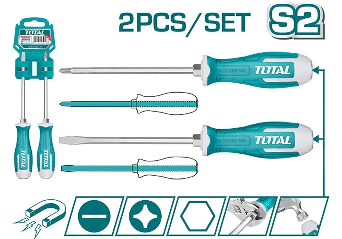 Total 2Pcs Go-Through Screwdriver Set Thgss2206 1