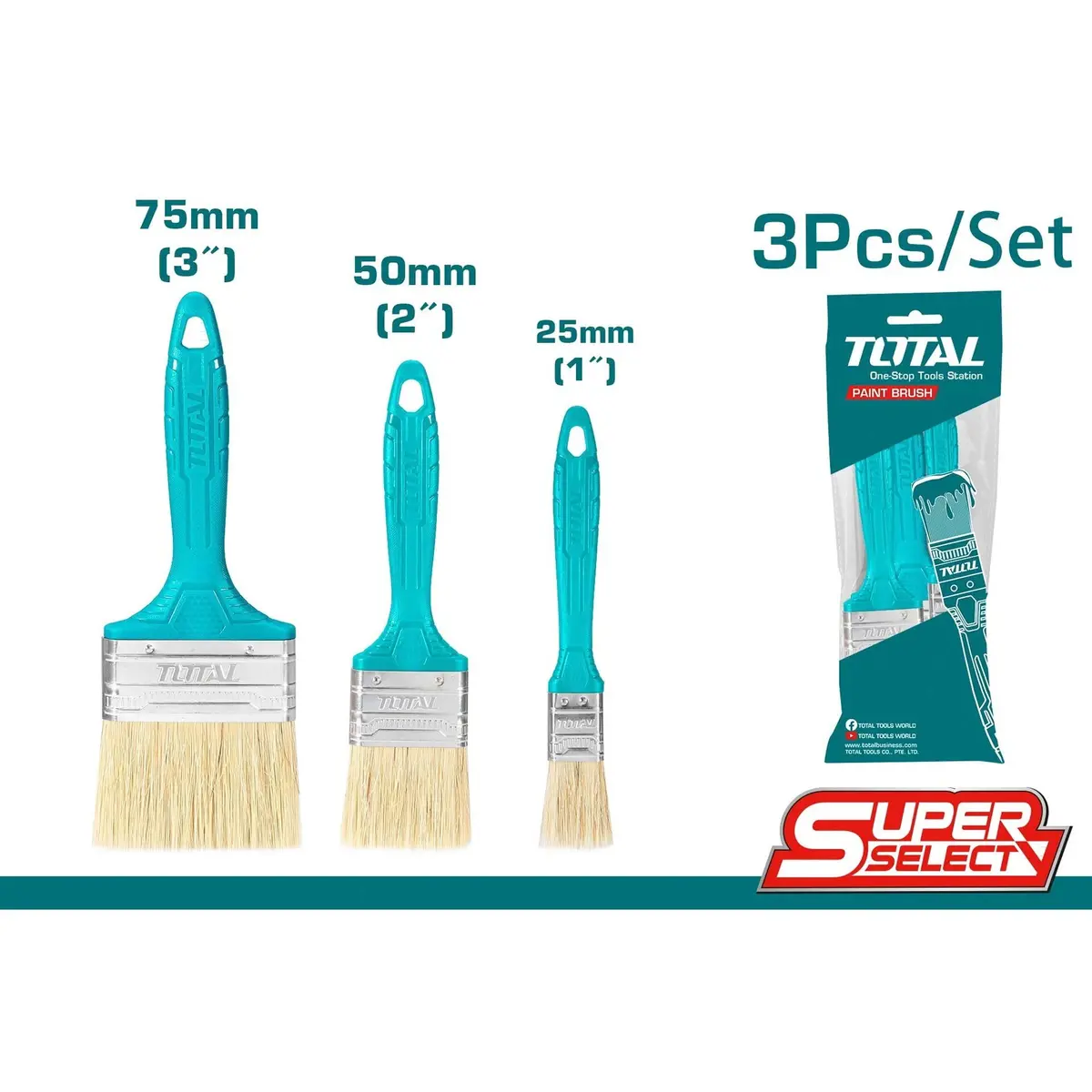 Total 3Pcs Paint Brush Set Tht8450301 1