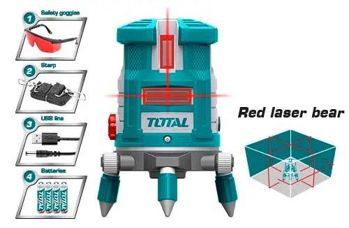 Total Self-Leveling Line Laser(Red Laser Beams) Tll306505 1
