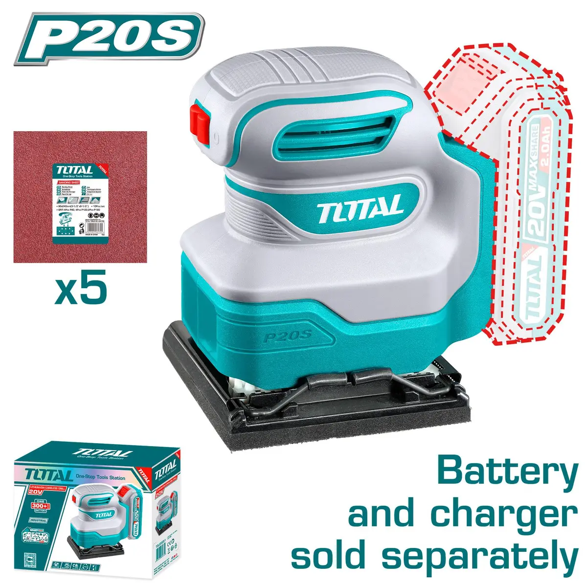 Total Cordless Sheet Sander 20V Tshsli2014 1