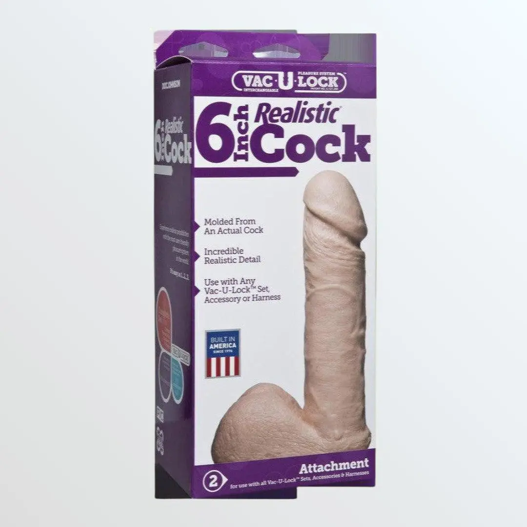 Vac-U-Lock 6" Realistic Cock For Harnesses 1