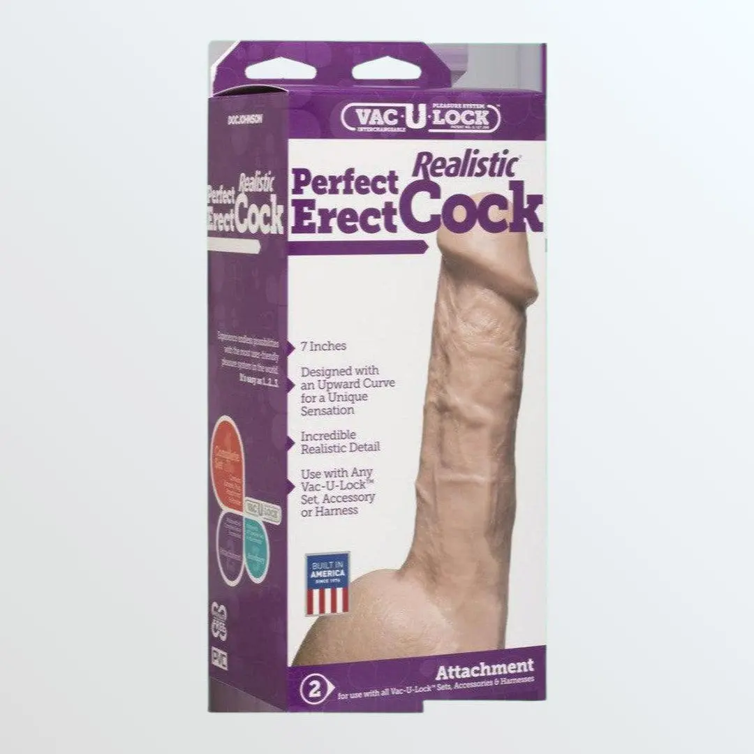 Vac-U-Lock Perfect Erect Realistic 7" Cock For Harnesses 1