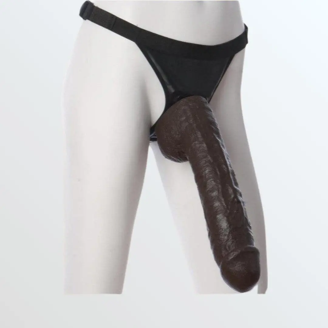Vac-U-Lock Realistic Hung 12.5" Black Dong For Harnesses 1