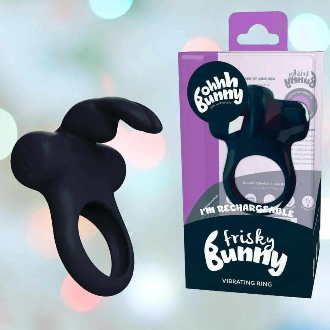 Vedo Frisky Bunny Vibrating Cock Ring - Black 1