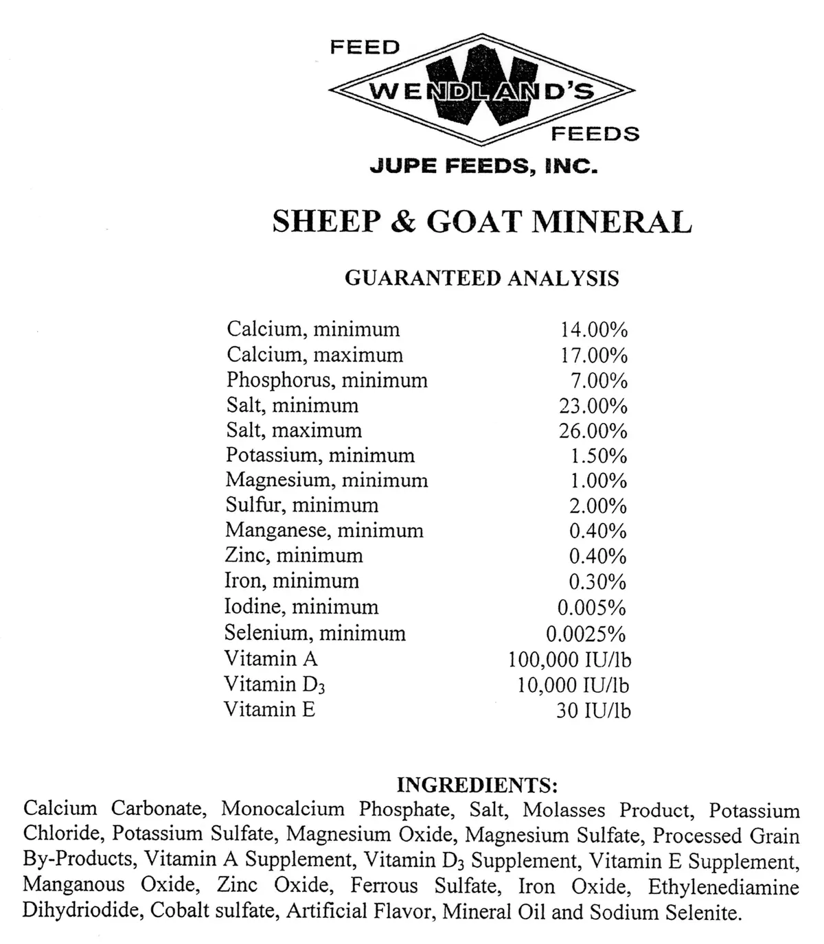 Sheep & Goat Mineral 50# Bag - Wendland's Feed 1