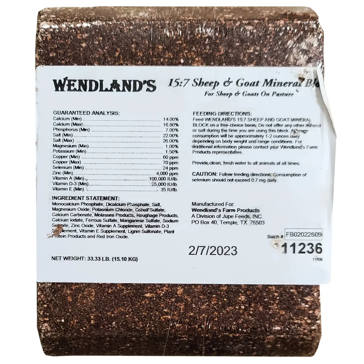 Sheep & Goat Mineral Block 33.3 Lb - Wendlands 1